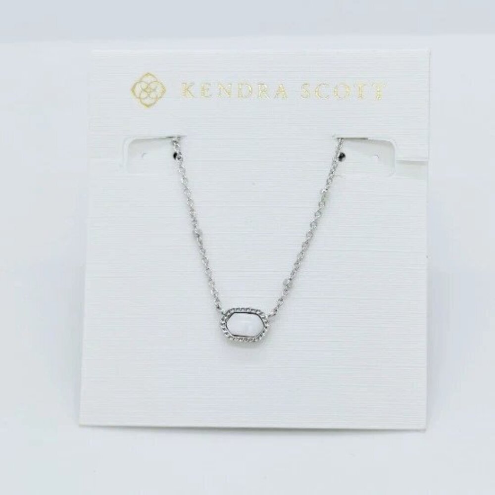 Kendra Scott Mini Elisa Silver Satellite Pendant Necklace in Ivory Shell